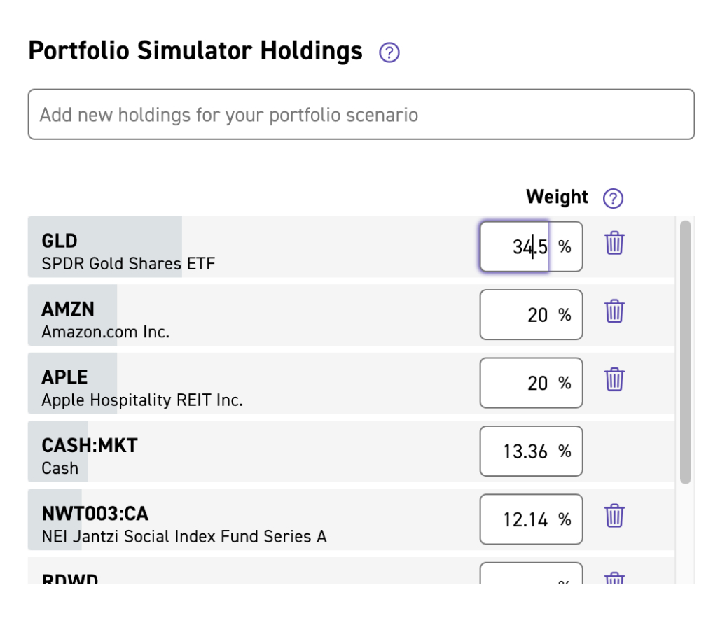 A trading portfolio diagram showing simulator holdings